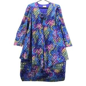Vintage Patra X Stenay Geometric Dress Size 20 Shoulder Pads Layered Old Money